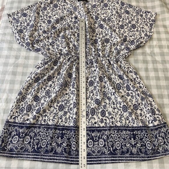 MARIO Serrani blue white midi dress bohemian lightweight floral pattern medium - Picture 8 of 11